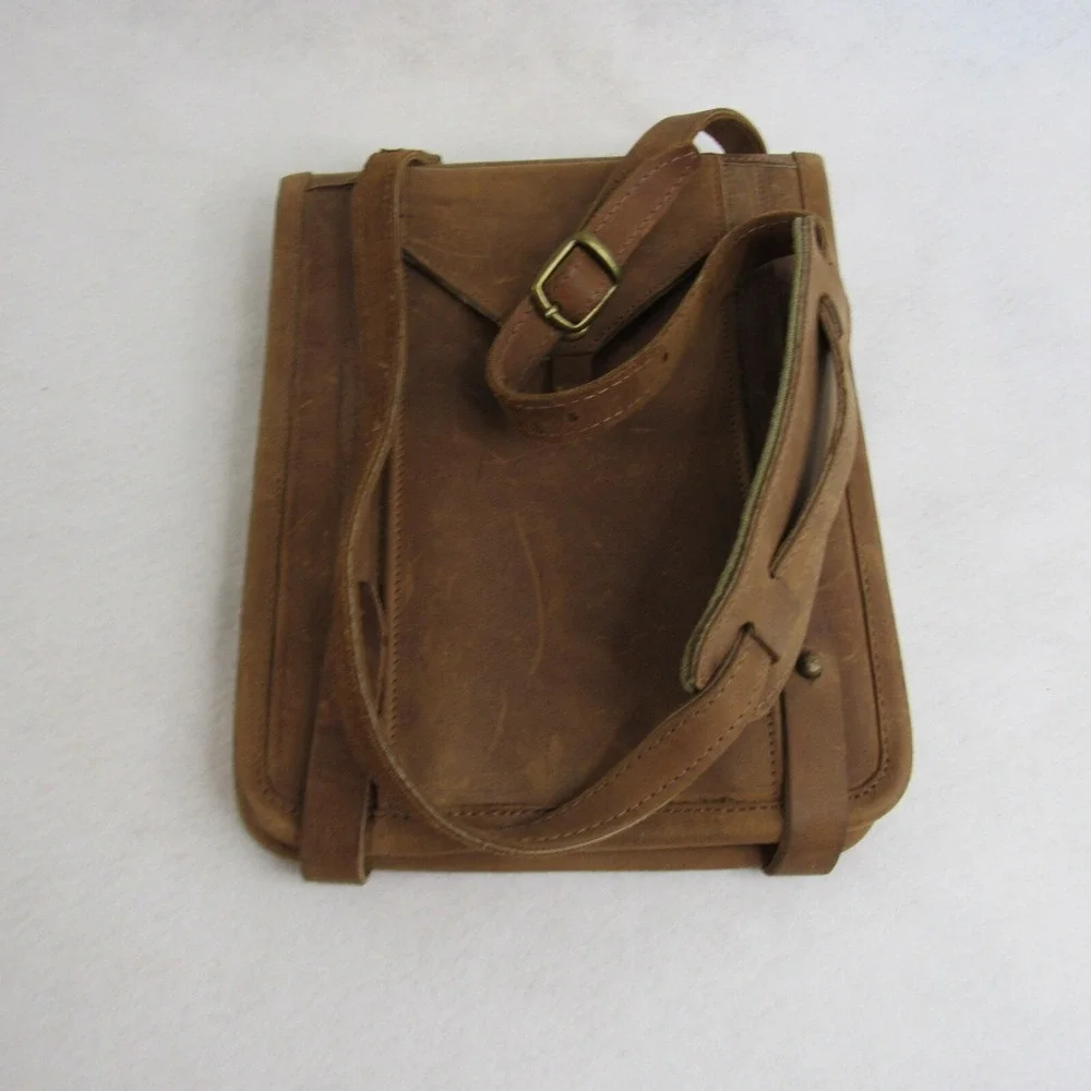 IPad Tablet Case Sleeve Temple Brown Oiled Leather WWII Canvas Shoulder Strap